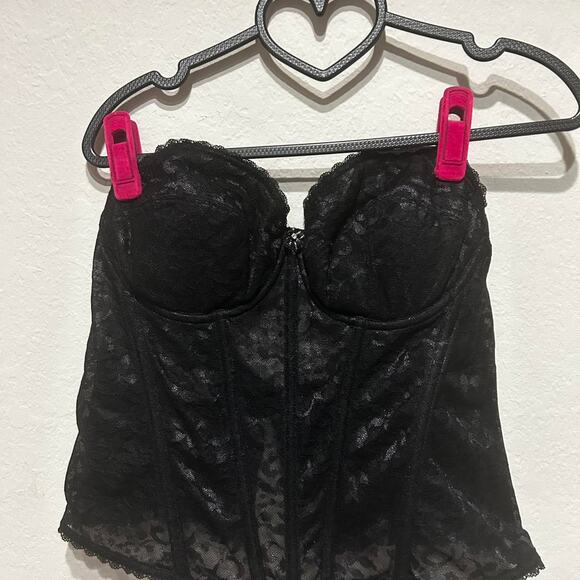 Necessary Objects Black lace corset top Lingerie 90s vintage - Picture 2 of 8